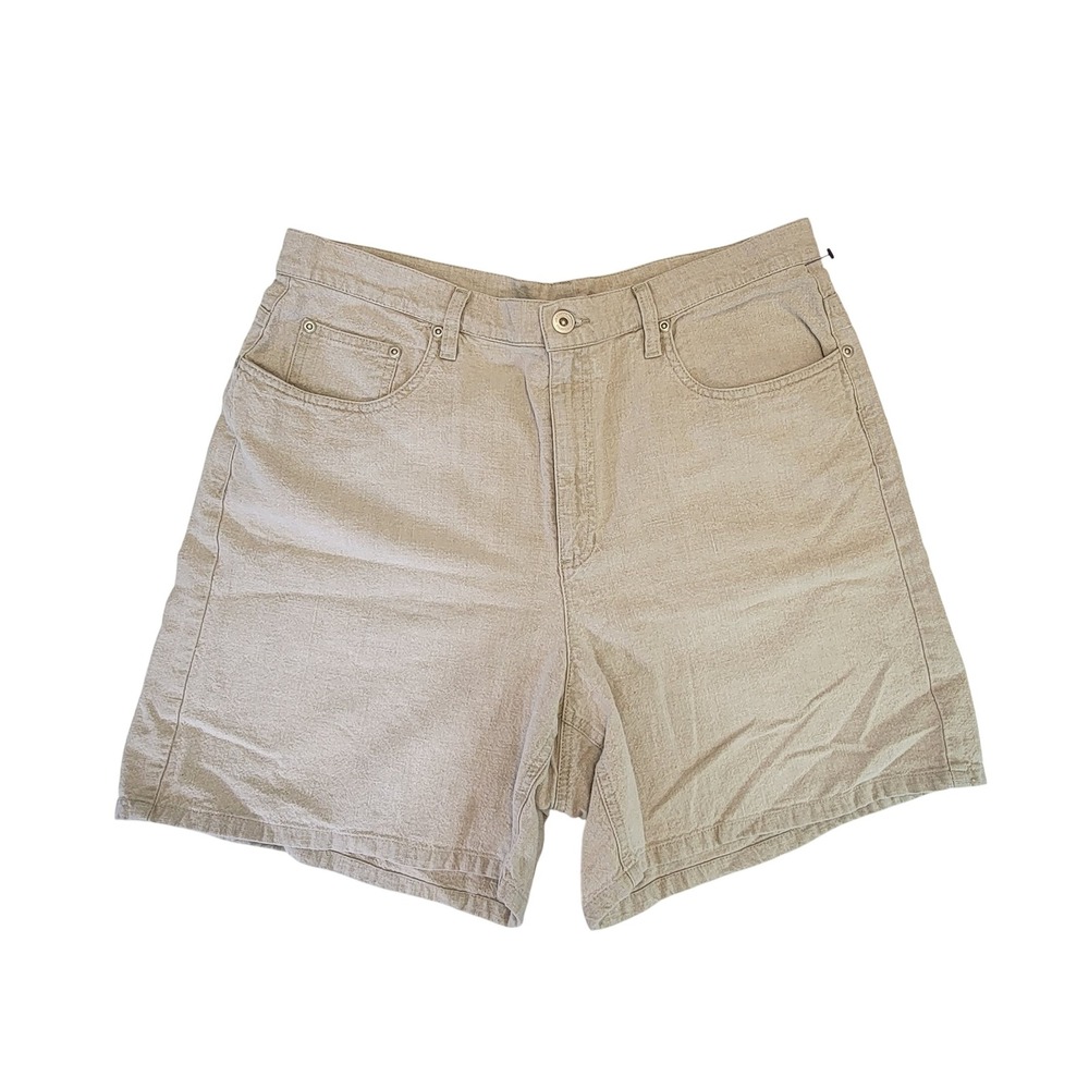 Liz Claiborne‎ Women's Beige Cotton Blend High Waisted Shorts Size 14